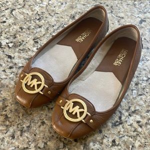 SOLD - 2 pairs, black and tan, michael kors flats